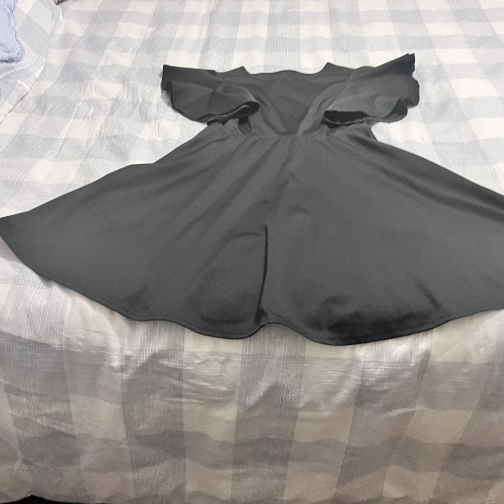 Shein Simple Black Dress with Elastic Waist and Short Bell Sleeves Size S